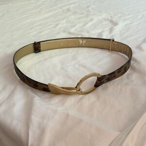 Leopard Print Belt with Gold Buckle